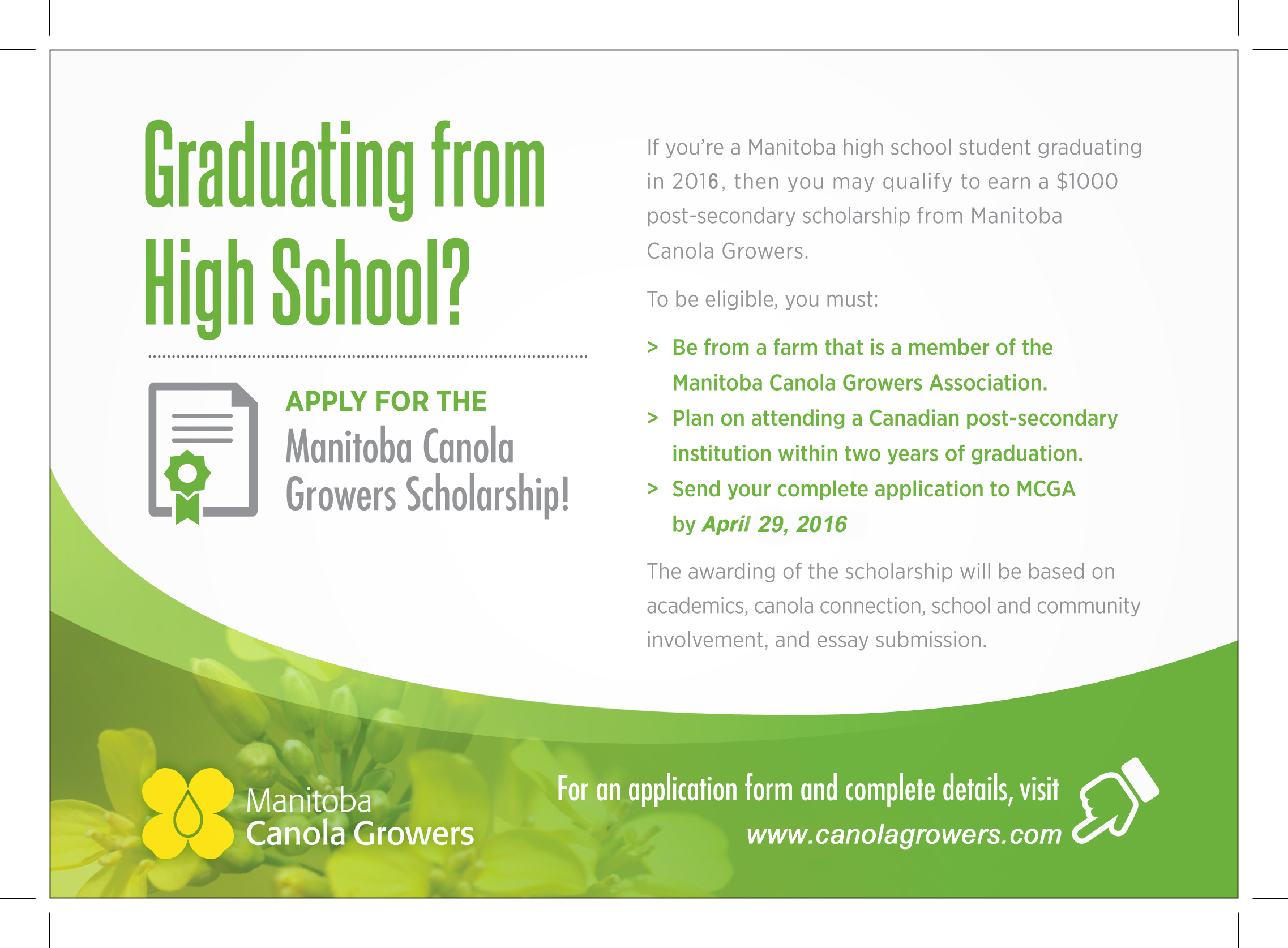 MCGA-Scholarship-Ad-2016-FNL - Manitoba Canola Growers